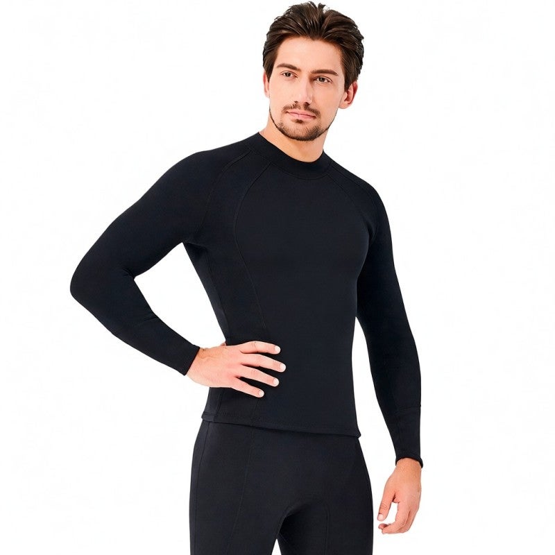 DIVE & SAIL Long Sleeves Wetsuit Top 2XL 2mm Neoprene Nylon Fabric - Flexible Warm UV & Reef Protection Front Zipper Diving Suit for Snorkeling Surfing Water Sports - Image 2