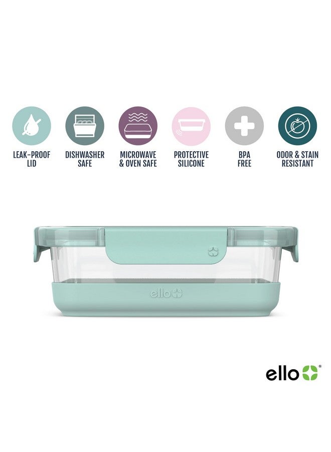 Ello Ello Duraglass 3.4 Cup Meal Prep Sets 10Pc, 5 Pack Set- Glass Food Storage Container with Silicone Boot and Airtight BPA-Free Plastic Lids, Dishwasher, Microwave, and Freezer Safe, Garden Goals  - Image 2