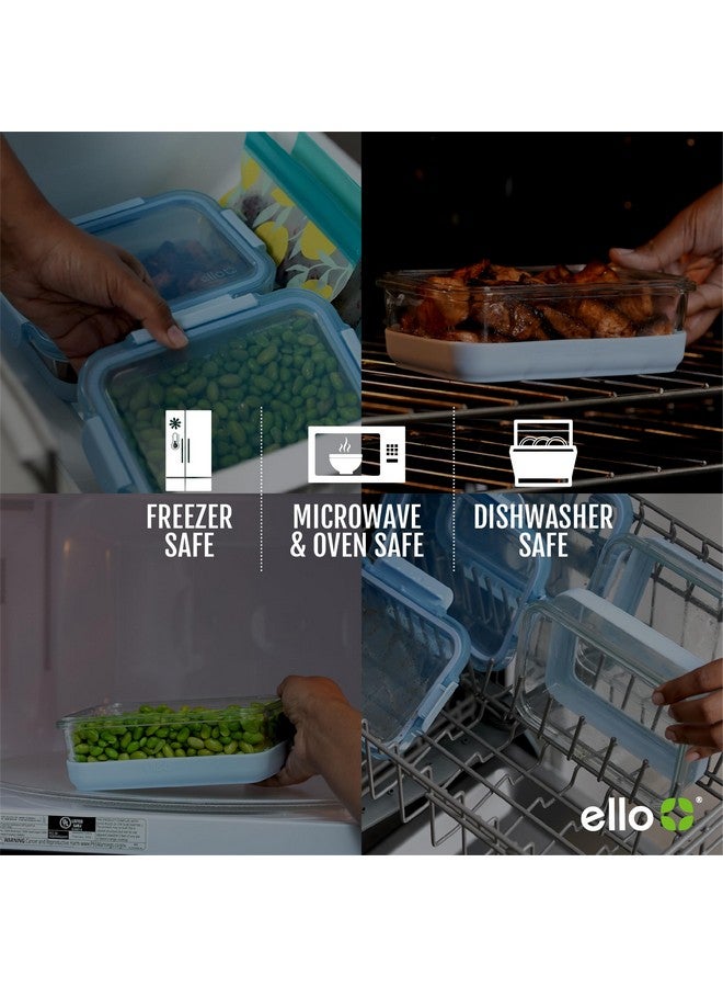 Ello Ello Duraglass 3.4 Cup Meal Prep Sets 10Pc, 5 Pack Set- Glass Food Storage Container with Silicone Boot and Airtight BPA-Free Plastic Lids, Dishwasher, Microwave, and Freezer Safe, Garden Goals  - Image 4