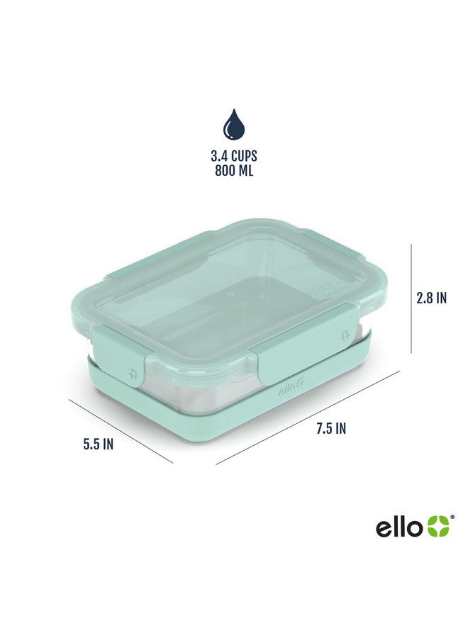 Ello Ello Duraglass 3.4 Cup Meal Prep Sets 10Pc, 5 Pack Set- Glass Food Storage Container with Silicone Boot and Airtight BPA-Free Plastic Lids, Dishwasher, Microwave, and Freezer Safe, Garden Goals  - Image 3