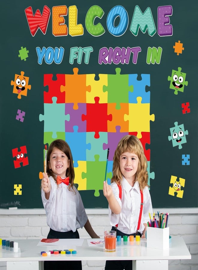Hedeey Welcome Bulletin Board Set Classroom Decoration, Color Puzzle Pieces for Bulletin Board, You Fit Right In Back to School Classroom Wall Decor for Preschool Kindergarten Elementary (Color) - Image 5