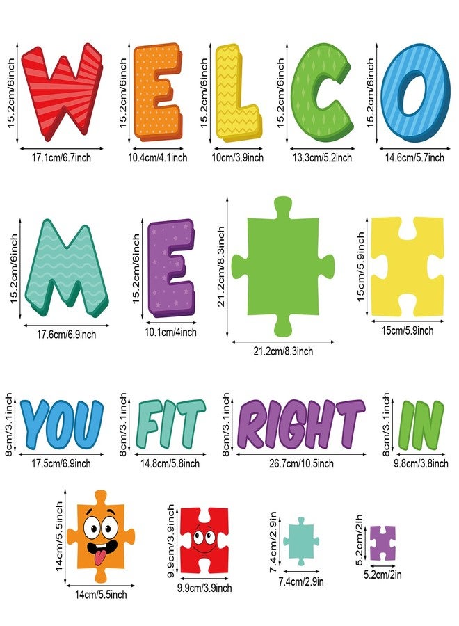 Hedeey Welcome Bulletin Board Set Classroom Decoration, Color Puzzle Pieces for Bulletin Board, You Fit Right In Back to School Classroom Wall Decor for Preschool Kindergarten Elementary (Color) - Image 2