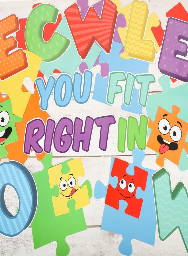 Hedeey Welcome Bulletin Board Set Classroom Decoration, Color Puzzle Pieces for Bulletin Board, You Fit Right In Back to School Classroom Wall Decor for Preschool Kindergarten Elementary (Color) - Image 4