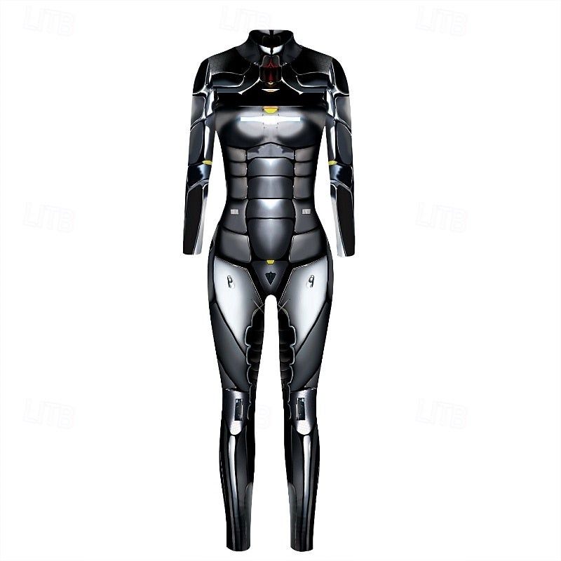Bluejw Family Jumpsuit Halloween pattern Street Print Silver Black-1 Black Long Sleeve Matching Outfits - Image 4