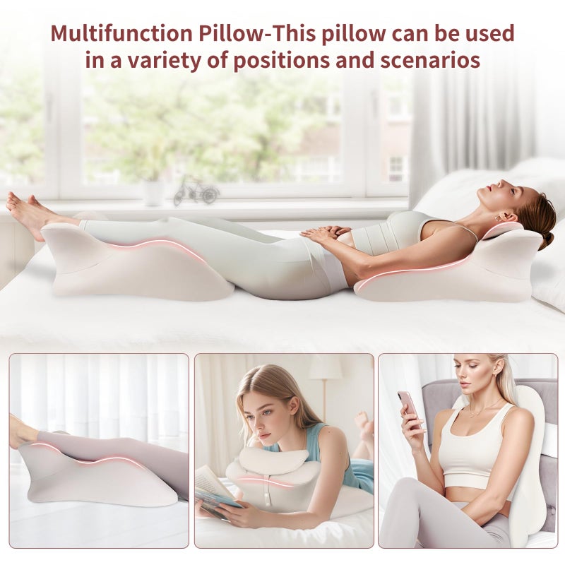 SKYTRAX COMF Adult Memory Foam Ergonomic Wedge Prone Pillow, Bed Pillow for Sitting Up, Back, Neck, and Leg Pain Relief, Anti Snoring, Ideal for Massage, Reading, Sleeping, with Removable Washable Cover, Grey - Image 2