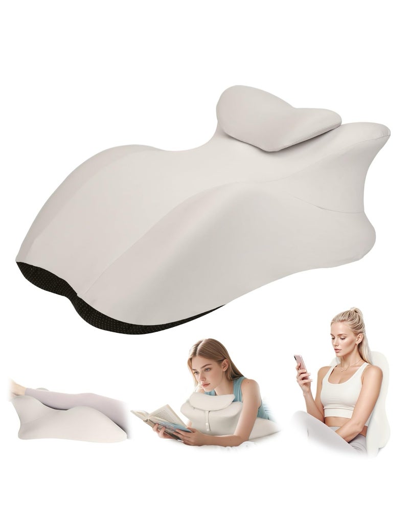 SKYTRAX COMF Adult Memory Foam Ergonomic Wedge Prone Pillow, Bed Pillow for Sitting Up, Back, Neck, and Leg Pain Relief, Anti Snoring, Ideal for Massage, Reading, Sleeping, with Removable Washable Cover, Grey - Image 1
