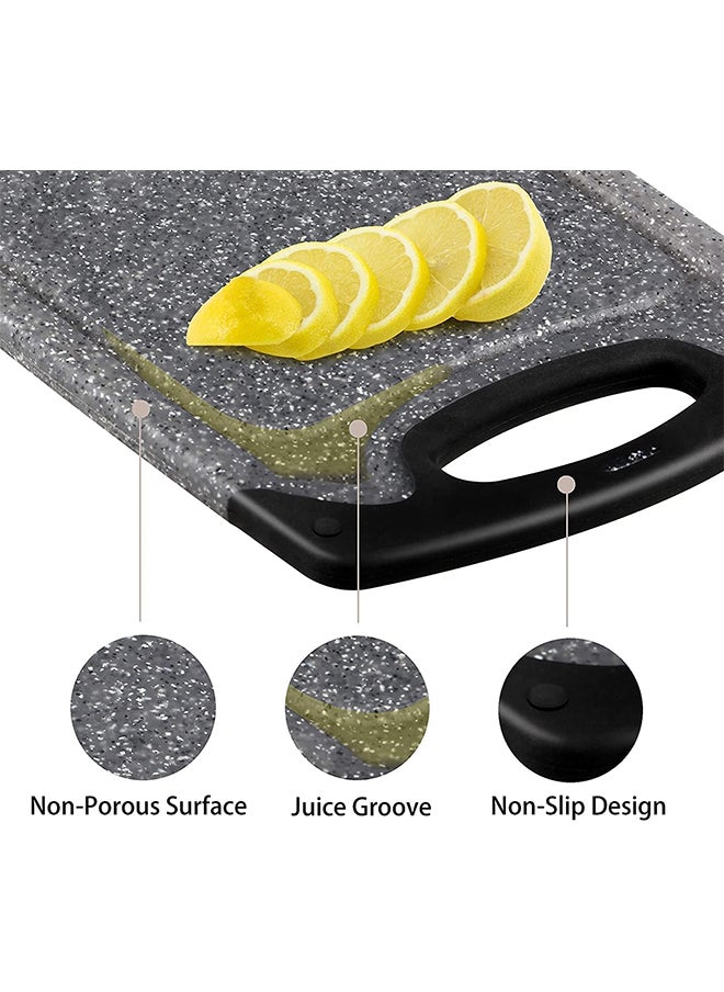 3 Pcs Plastic Cutting Boards,  BPA Free, Dishwasher Safe Cutting Boards with Non-slip Feet, Juice Slot, With Grating Area for Vegetable/Meat/Bread Handling（Black）