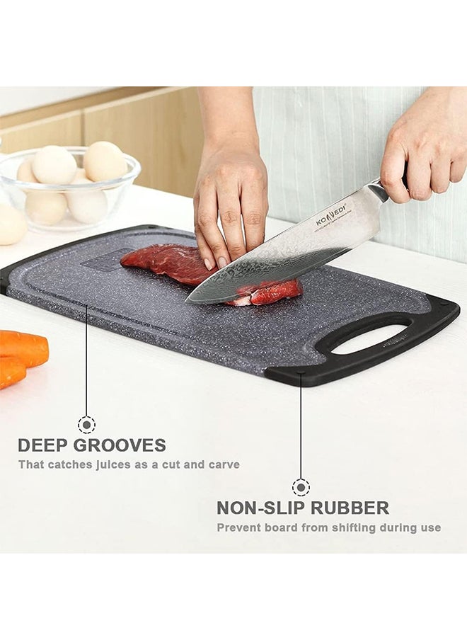 3 Pcs Plastic Cutting Boards,  BPA Free, Dishwasher Safe Cutting Boards with Non-slip Feet, Juice Slot, With Grating Area for Vegetable/Meat/Bread Handling（Black）