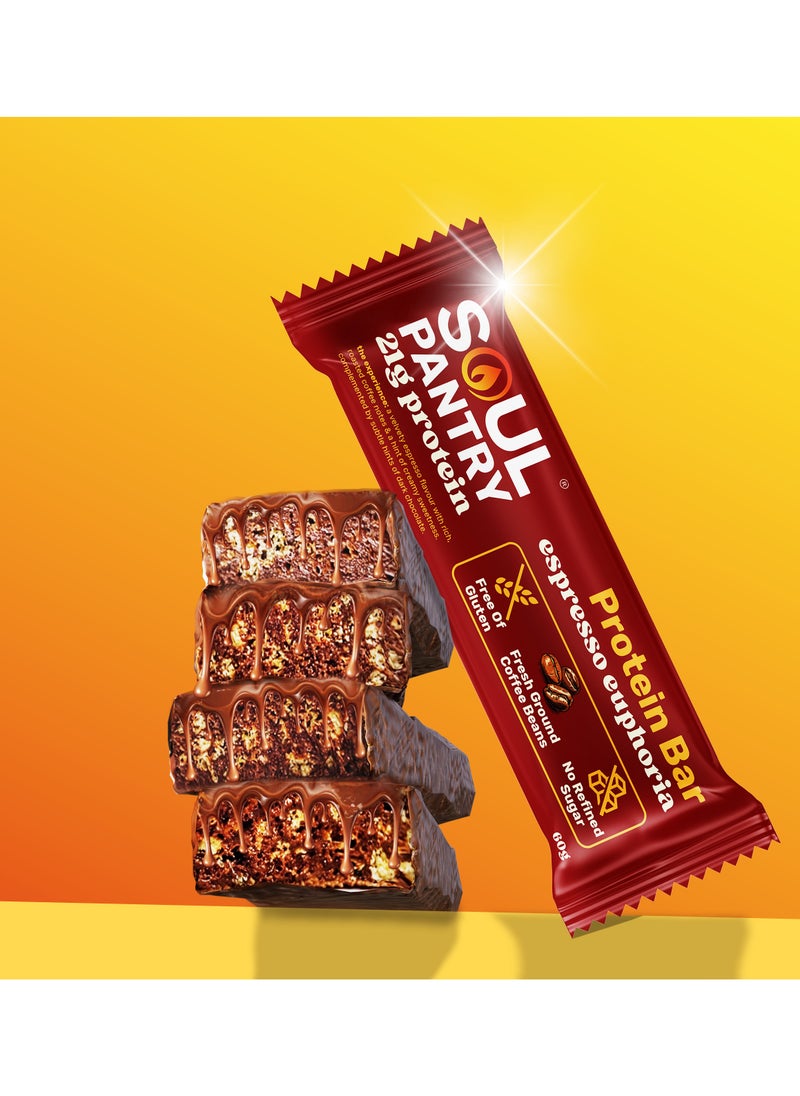 Soul Pantry - Espresso Euphoria Protein Bar, 60g x 6 bars | 21g Whey Isolate, Fresh Coffee, Organic Oats, Flax Seeds & Rosemary | Sugar-Free, Gluten-Free, High Protein Snack - Image 1
