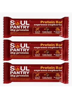 Espresso Euphoria Protein Bar, 60g x 6 bars | 21g Whey Isolate, Fresh Coffee, Organic Oats, Flax Seeds & Rosemary | Sugar-Free, Gluten-Free, High Protein Snack