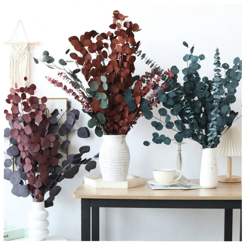 Bluejw Round Leaf Eucalyptus Preserved Bouquet – Real Dried Silver Dollar Eucalyptus with Apple Leaf, Long-Lasting Decorative Dried Plants for Home & Wedding Arrangements - Image 2