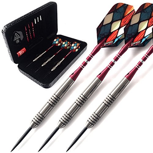 CUESOUL 24 Grams Tungsten Steel Tip Darts Set 95% Tungsten with 1 Deluxe Dart Case - Image 1