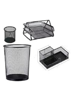 Black Metal Mesh Desk Set - 4 Pieces - pzsku/Z8BE9254DB58357E6DF41Z/45/_/1735638966/6dc7bd11-1ab4-4b54-9d7c-a9ebeb33babc