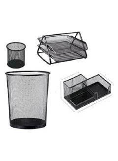 Other Manufacturer Black Metal Mesh Desk Set - 4 Pieces 