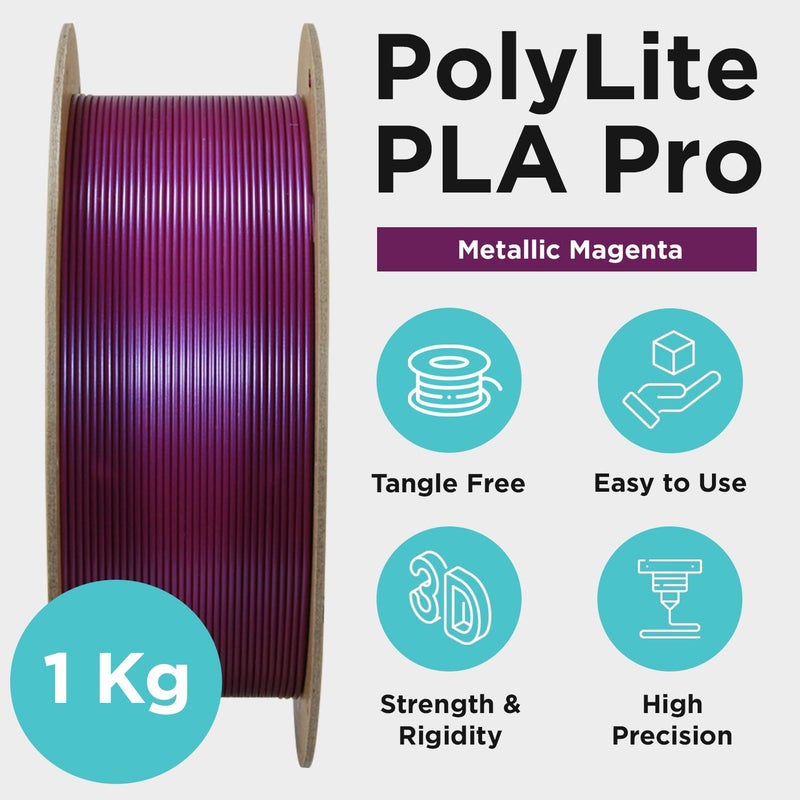 polymaker خيوط PLA PRO 1.75 مم 1 كجم، متانة عالية وصلابة معدنية ماجنتا لخيوط الطباعة ثلاثية الأبعاد، خيوط طابعة ثلاثية الأبعاد PolyLite PLA PRO 1.75 مم، الطباعة مع معظم الطابعات ثلاثية الأبعاد - Image 2