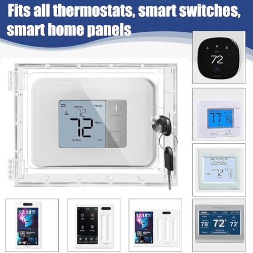 groword غطاء صندوق قفل ترموستات كبير من Groword مع مفتاح - يناسب ترموستات Honeywell وغيرها حتى 6.7 بوصة ارتفاع × 5.12 بوصة عرض - Image 2