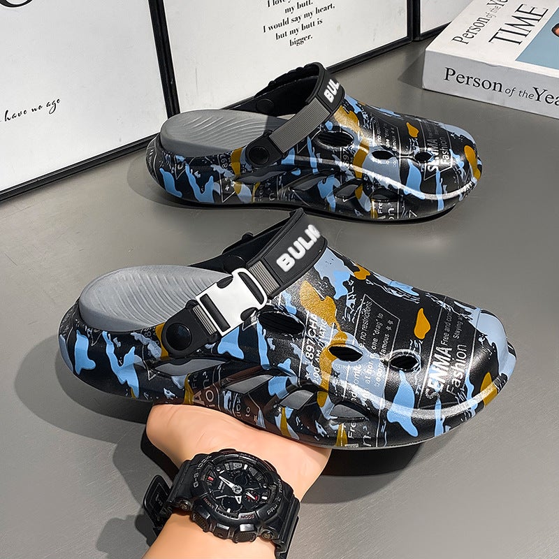 Parent-Child Style Clogs, Summer Couple'S Outdoor Printed Thick-Soled Non-Slip Beach Sandals, Casual Versatile Slippers For Men And Women - Image 1