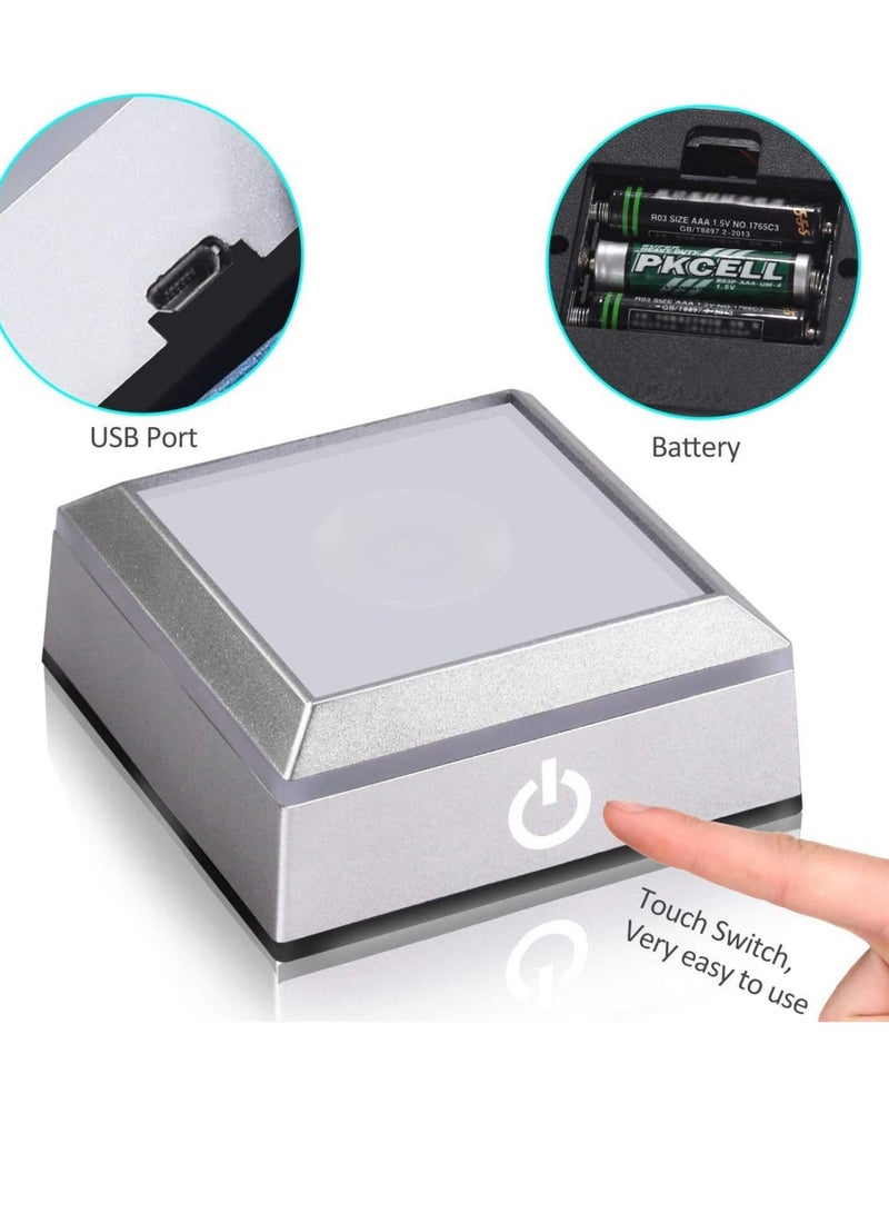 GROWSTEADY قاعدة عرض مصباح LED بألوان 6 مع مفتاح لمس حساس لفن الزجاج الكريستالي ثلاثي الأبعاد - Image 1