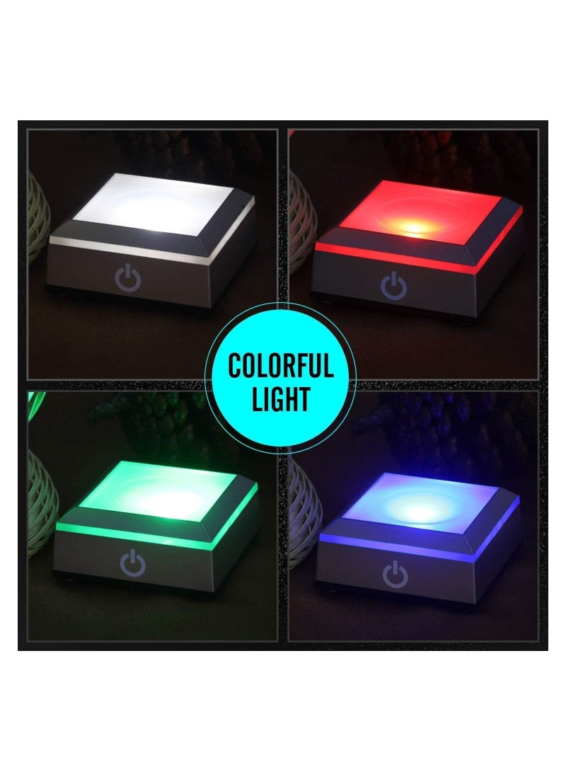 GROWSTEADY قاعدة عرض مصباح LED بألوان 6 مع مفتاح لمس حساس لفن الزجاج الكريستالي ثلاثي الأبعاد - Image 4
