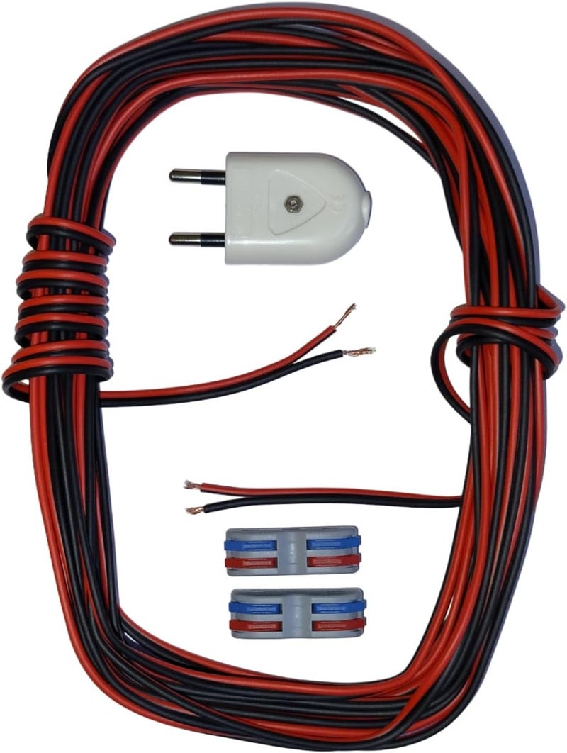 ماكس-إيما جلوبال كابل كهربائي مرن من البولي فينيل كلوريد من MaxEMA، سلك كهربائي أحمر وأسود ثنائي النواة مع موصلات ومقبس ثنائي السنون، 0.75 مم، 5 مترًا، مناسب لشرائط LED والمشاريع الإلكترونية وأنظمة الصوت في السيارات ومكبرات الصوت عالية الدقة - Image 1