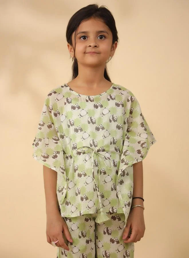 sanskrutihomes sanskrutihomes Panda Print Drawstring Top and Pyjama Set