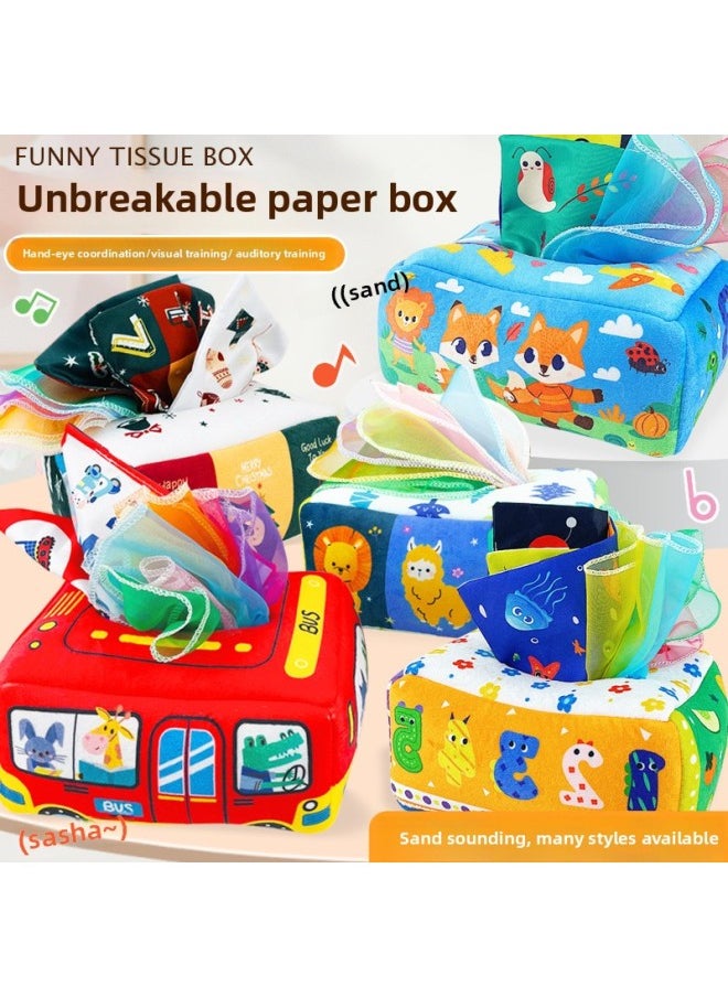 Tearing Cloth Book Baby Three-dimensional Cloth Book Baby Toy Tearing Paper Bus Box Cloth Book Toy-Color:[OPP Bag] Animals-standard 8 Silk Scarves 244g  - Image 2