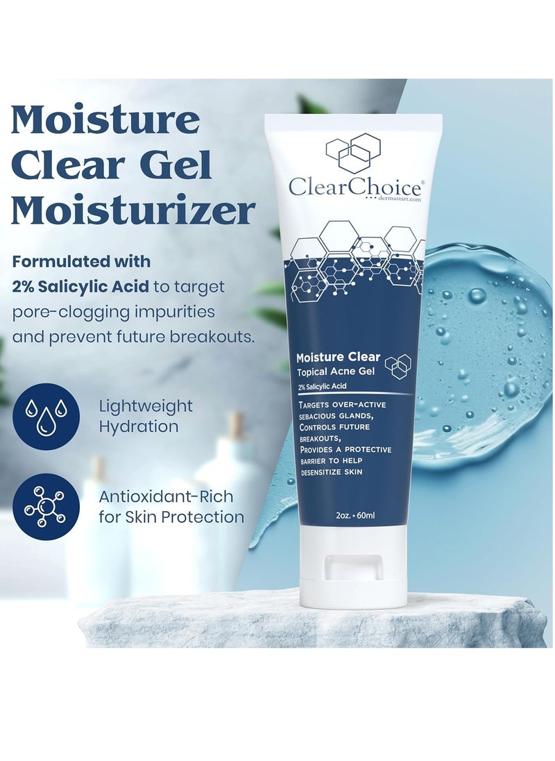 clear choice Clear Choice Moisture Clear Gel Moisturizer – 2% Salicylic Acid for Breakout Control, Lightweight Hydration, Antioxidant-Rich for Skin Protection, 2oz  - Image 2