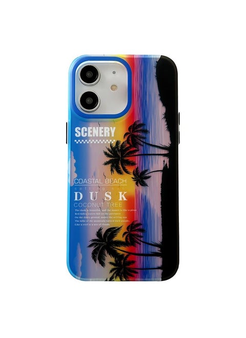Case Cover For iPhone 11 Coconut Dual-side Laminating Laser Frosted Phone Case Blue