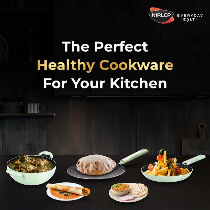 NIRLEP مقلاة نيرليب نوتري هيلث برو للحث 24 مع غطاء زجاجي I 1.7 لتر I طلاء أيون الفضة الحاصل على براءة اختراع I صديقة للملاعق المعدنية I مقبض ناعم I مقلاة غير لاصقة متعددة الاستخدامات I ضمان 18 شهر - Image 5