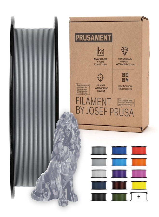 Prusament خيوط طباعة ثلاثية الأبعاد بروسامنت PLA الممتازة، لون فضي، قطر 1.75 مم - بكرة 970 غرام - دقة عالية ±0.02 مم - سهلة الطباعة - تشوه منخفض - لا تشابك - مثالية للمبتدئين والمحترفين - Image 1