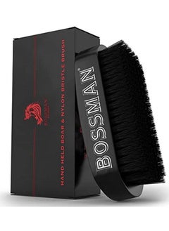 bossman Hand Held Boar & Nylon Bristle Brush Beard And Hair Care For Men Detangling Hairbrush  - Image 1