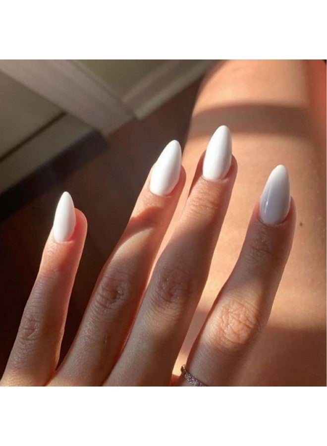 modelones 32Pcs White Press On Nails Almond, Upgrade Short Almond Fake Nails, Reusable Nail Kit With Nail Glue Adhesive Tabs Mini Nail File, Nails Press Ons 16 Sizes - Image 1