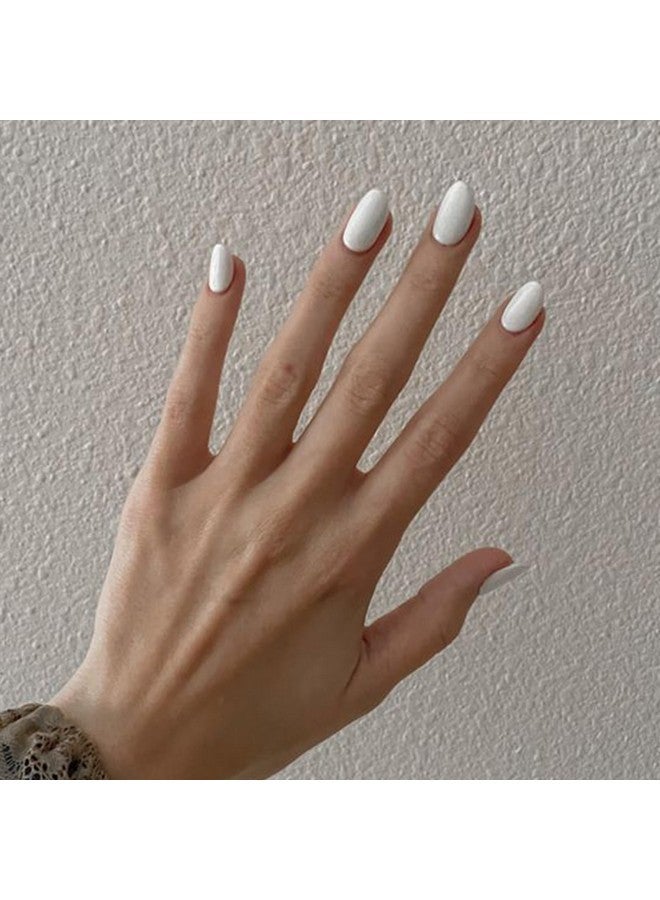 modelones 32Pcs White Press On Nails Almond, Upgrade Short Almond Fake Nails, Reusable Nail Kit With Nail Glue Adhesive Tabs Mini Nail File, Nails Press Ons 16 Sizes - Image 3