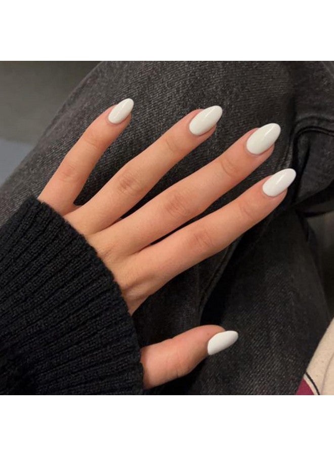 modelones 32Pcs White Press On Nails Almond, Upgrade Short Almond Fake Nails, Reusable Nail Kit With Nail Glue Adhesive Tabs Mini Nail File, Nails Press Ons 16 Sizes - Image 4