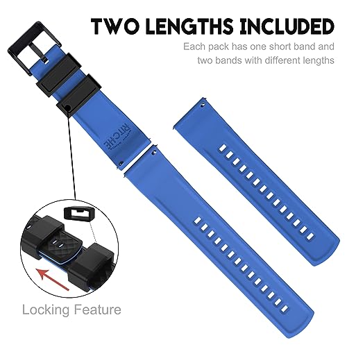 Ritche Silicone Watch Bands 18mm 20mm 22mm 24mm Quick Release Rubber Watch Bands for Men, Black / Blue / Black, 20mm, Classic,Sport - Image 3
