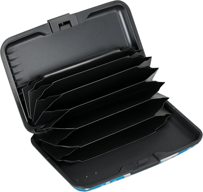 ELFISH Mini RFID Aluminum Wallet Credit Cards Holder Business Card Case Metal ID Case for Men Women(Blooms) - Image 2