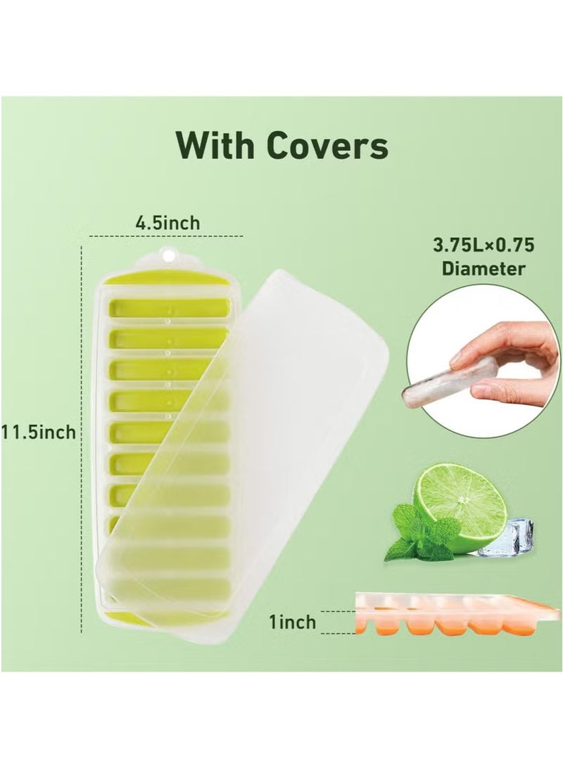 3 قطع من صواني مكعبات الثلج، صواني مكعبات الثلج مع مادة سهلة الدفع والإخراج، مثالية للرياضة وزجاجات المياه، صواني مكعبات الثلج مع أغطية (أزرق/برتقالي/أخضر) - Image 4