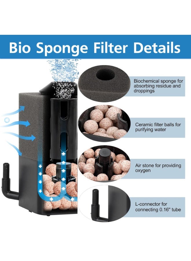 NajmStyle Filter Sponges for Aquarium with 3 Sponges and Ceramic Ball, for Aquariums 15-150L, for Filtering Bacterial Cultures - Image 3