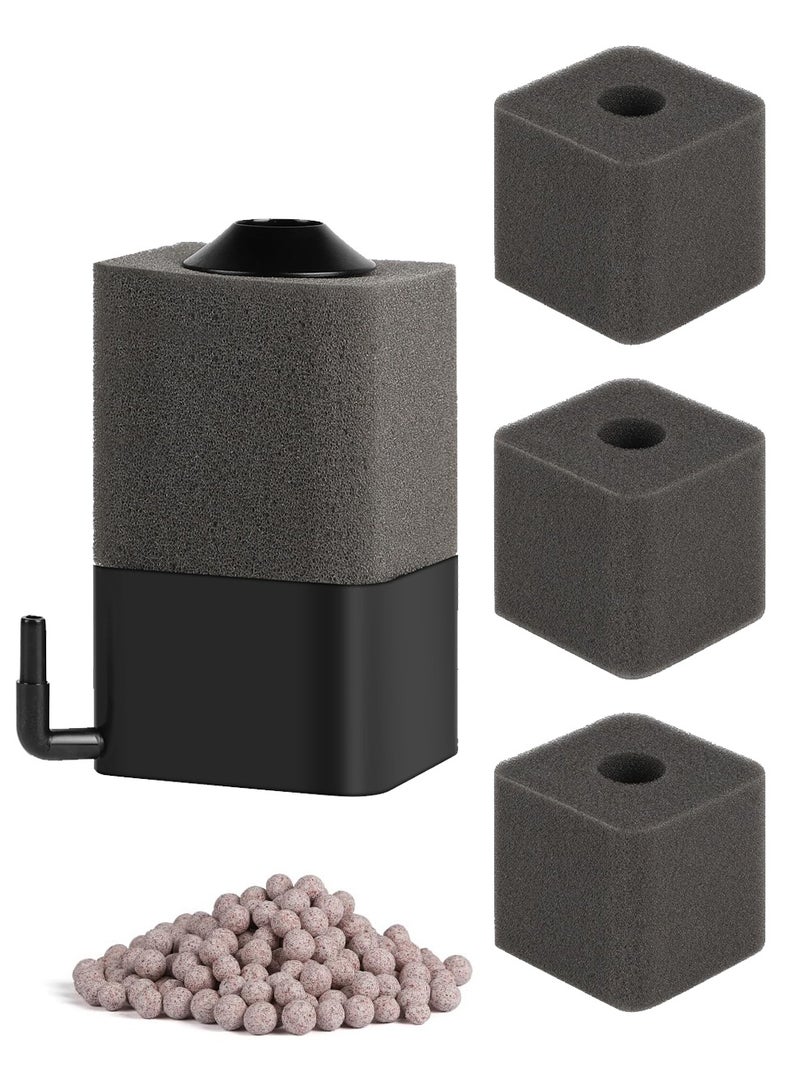 NajmStyle Filter Sponges for Aquarium with 3 Sponges and Ceramic Ball, for Aquariums 15-150L, for Filtering Bacterial Cultures - Image 1
