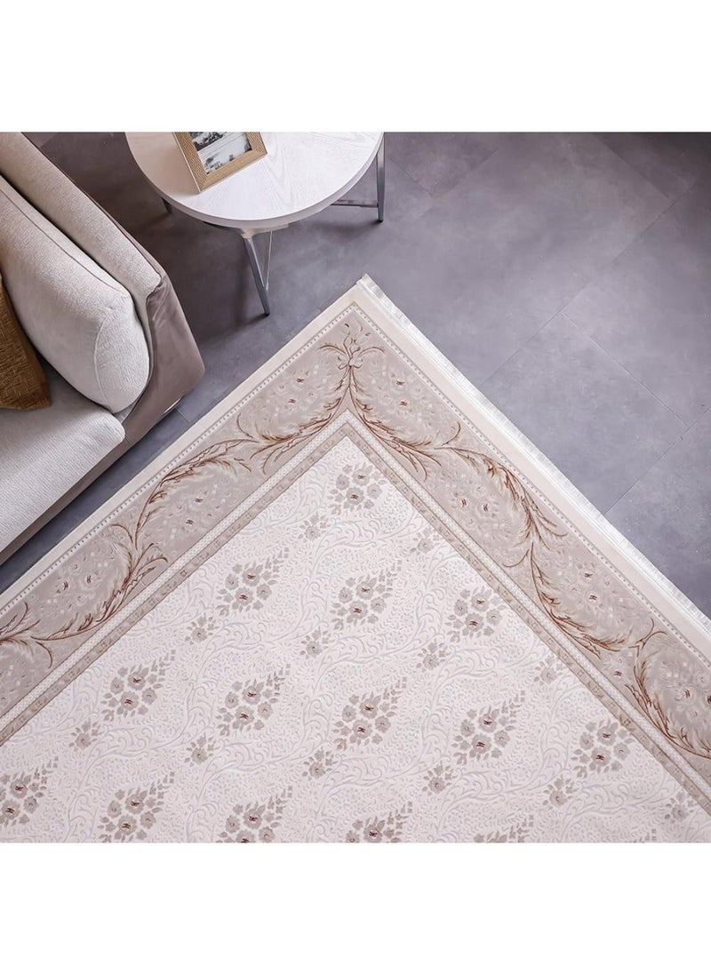 DANUBE HOME Pearl Artsilk Rug  Polyester Area Rug Floor Covering L180xW120cm-Cream & Multi 231300472162  - Image 1