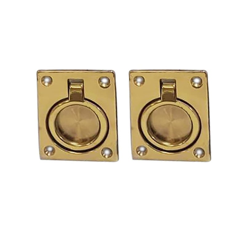 QCAA Solid Brass Flush Ring Pull 212 x 178 Polished Brass 2 Pack Made in Taiwan - Image 2