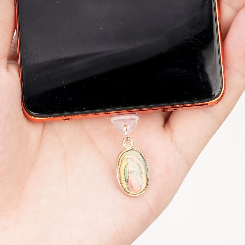 1PC Our Lady Of Guadalupe Phone Charging Port Dust Plug Decoration Pendant For Iphone Type C Android Phone - Image 3