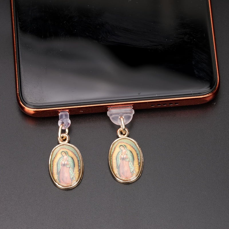 1PC Our Lady Of Guadalupe Phone Charging Port Dust Plug Decoration Pendant For Iphone Type C Android Phone - Image 4