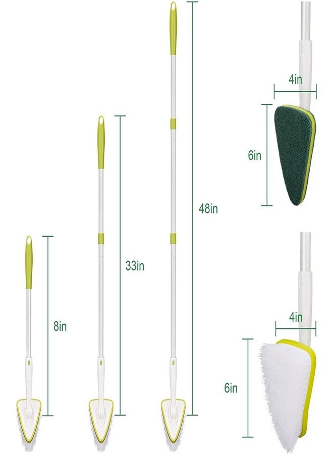 CQT 2 in 1 Bathroom Cleaning Brush with 48" Extendable Long Handle Detachable Scrub Brush with 2 Scrubber Heads and 2 Scouring Pad Head for Cleaning Bathtub Shower Bathroom Wall Bathtub Floor - Image 2