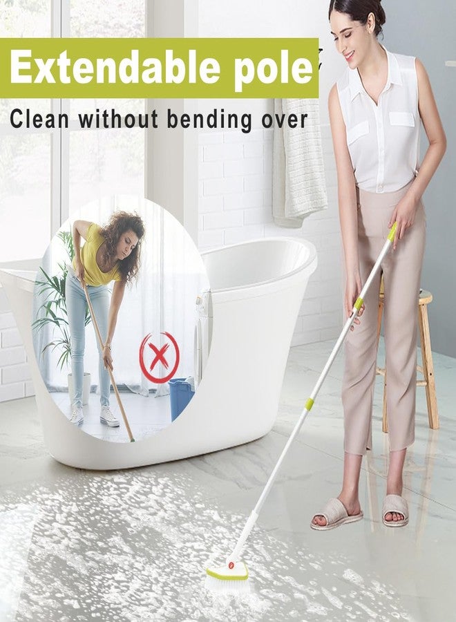 CQT 2 in 1 Bathroom Cleaning Brush with 48" Extendable Long Handle Detachable Scrub Brush with 2 Scrubber Heads and 2 Scouring Pad Head for Cleaning Bathtub Shower Bathroom Wall Bathtub Floor - Image 4