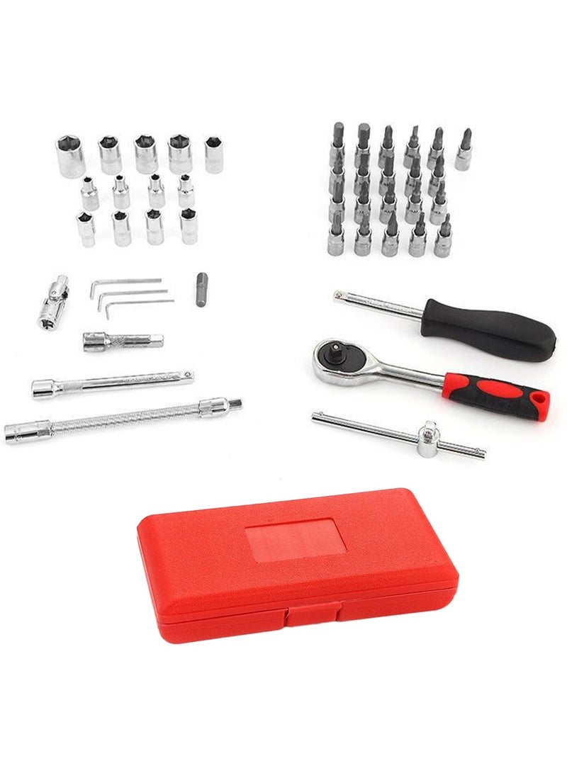 46 Piece Set Of Ratchet Wrench, Auto Repair Tool Set, Hardware Toolbox - Image 2