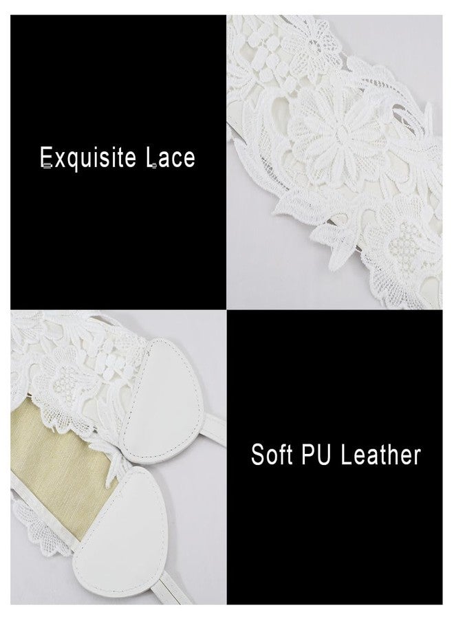 CABODYALS White Cinch Corset Boho Lace Up Waist Belt Vintage Flower Bowknot Wide Faux Leather Bow Tie Wrap Around Obi Trendy Waistband Belts Bulk for Women Dresses Clothes Shirts Costume Accessory - Image 5
