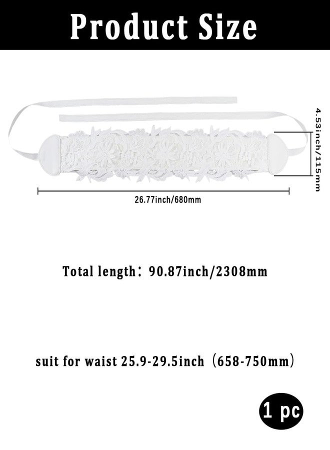 CABODYALS White Cinch Corset Boho Lace Up Waist Belt Vintage Flower Bowknot Wide Faux Leather Bow Tie Wrap Around Obi Trendy Waistband Belts Bulk for Women Dresses Clothes Shirts Costume Accessory - Image 2
