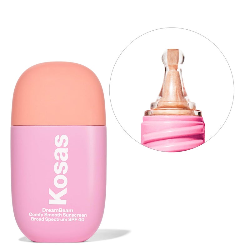Kosas DreamBeam Mineral Sunscreen SPF 40 - Smooth Liquid Sun Protection for Face - Lightweight Makeup Base w/Hyaluronic Acid, Ceramides & Peptides - Subtle Radiant Finish, Original, 40 ml - Image 2