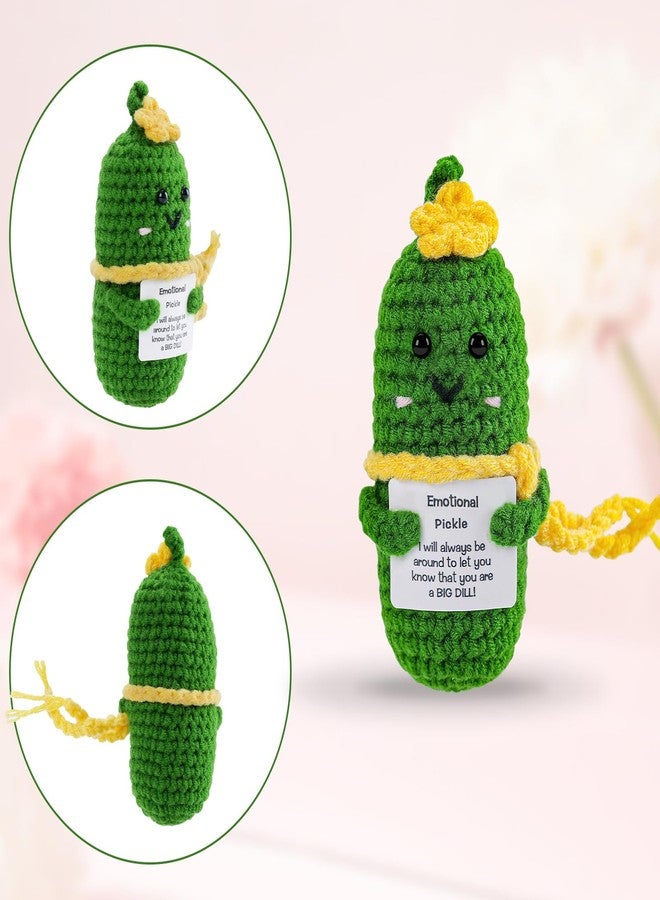 Hoedia Crochet Pickle Dolls Friend Birthday Valentines Gifts for Her Women Wife Girlfriend Sister from Husband Men, Cute Funny Gifts for Coworkers Student Teacher Roommates (Pickle with Scarf) - Image 3